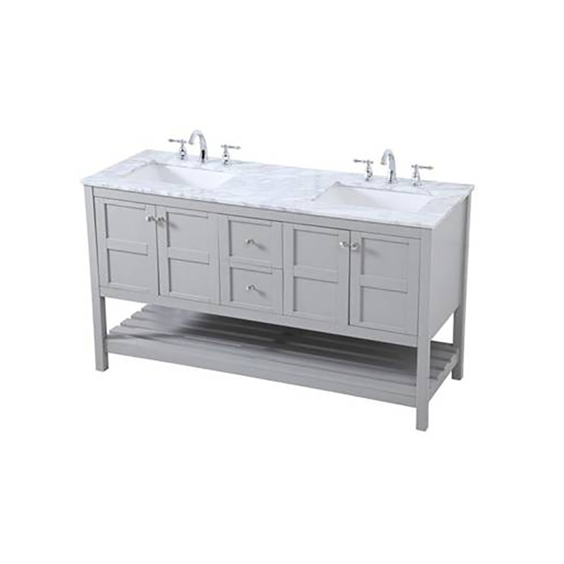 Solid Wood bathroom vanity cabinet natural marble Bathroom Vanity 60 Inch With 2 Drawers and 4 Doors